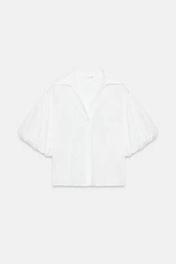 CAMISA BORDADOS MANGA ABULLONADA / Blanco - Zara фото 7