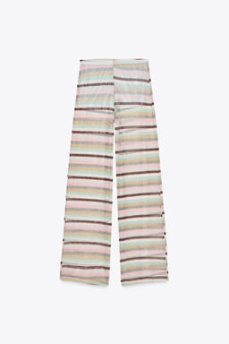 STRIPED METALLIC THREAD TROUSERS - Zara фото 6