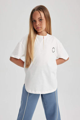 Футболка с короткими рукавами и принтом для девочек Relax Fit