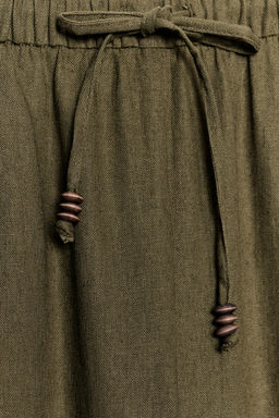 PANTAL?N RECTO CON LINO / Khaki - Zara фото 9