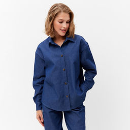 Рубашка женская MINAKU: Jeans Collection, размер 46, синий