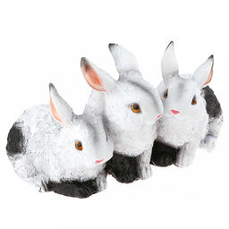 Скульптура-фигура для сада из полистоуна "Зайчата трио" h15см (Россия)