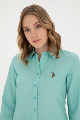 U. S. Polo Assn / Женская мятная базовая рубашка с длинным рукавом - U.s. polo assn фото 9