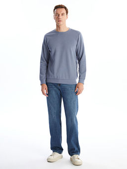 Bisiklet Yaka Uzun Kollu Erkek Kal?n Sweatshirt