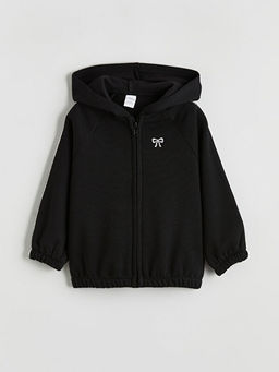 Fiyonk Nak??l? K?z ?ocuk Kal?n Fermuarl? Sweatshirt