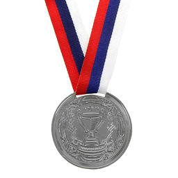 Медаль призовая 013 диам 5 см. 2 место, триколор. Цвет сер. С лентой - Командор фото 3