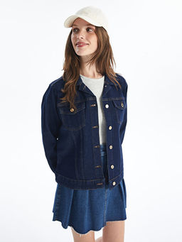 G?mlek Yaka Kad?n Jean Ceket