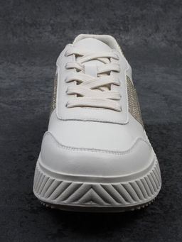 03-A1018-2 LT. BEIGE/GOLD Кроссовки женские (натуральная кожа)