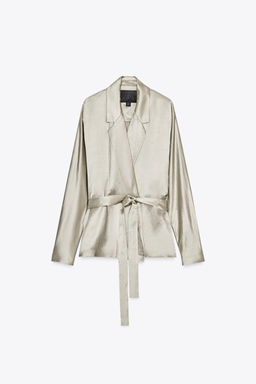 ZW COLLECTION LIMITED EDITION SATIN BELTED BLAZER - Zara фото 4