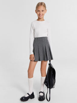 Юбка для девочек серая с паттерном гусиная лапка