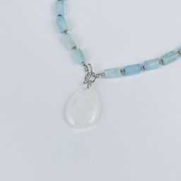 Колье из Аквамарина с Горным Хрусталем 42 см