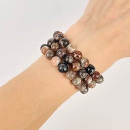 Бусины для украшений из Лунного и Солнечного камня (46 бусин) 38 см