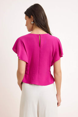 Fusya Yanlar? Gipe Detayl? Dokuma Bluz TWOSS26BZ00405 - Trendyolmilla фото 4