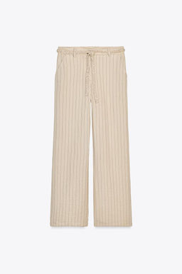 STRIPED TROUSERS WITH BRAIDED BELT - Zara фото 7