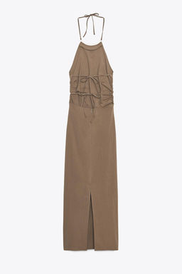 HALTER MIDI DRESS WITH DETAIL - Zara фото 9
