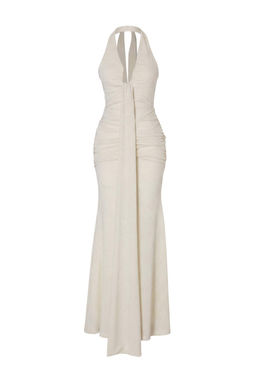 Ekru Par?lt?l? Simli Orme Astarl? Maxi Abiye & Mezuniyet Elbisesi TPRSS26AE00153