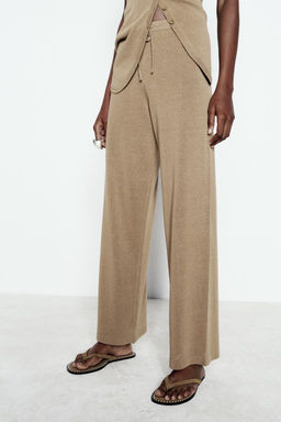 WIDE-LEG KNIT TROUSERS - Zara фото 4