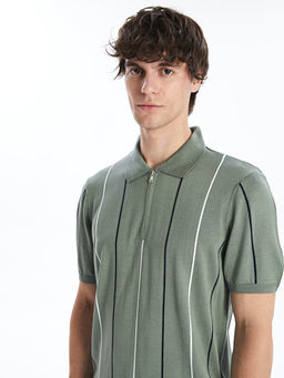 Polo Yaka K?sa Kollu ?izgili Erkek Triko Kazak