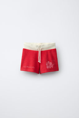 BERMUDA EFECTO TOALLA HIBISCUS / Rojo