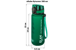 Бутылка для воды 500 мл 6,5*6,5*23 см "Style Matte" с углублениями д/пальцев, темно-зеленая