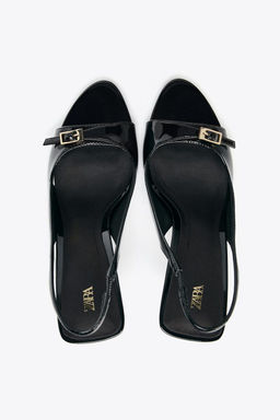 HIGH-HEELED PATENT-EFFECT SANDALS - Zara фото 13