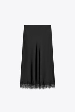 LACE TRIM SATIN MIDI SKIRT - Zara фото 11