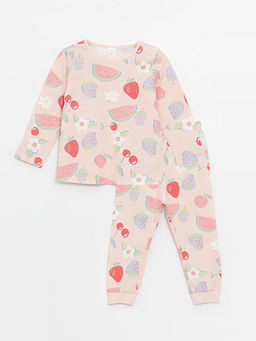 Bisiklet Yaka Bask?l? K?z Bebek Pijama Tak?m?