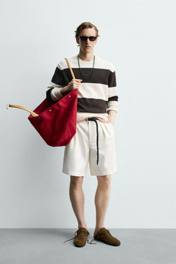 JERSEY JACQUARD RAYAS AARON LEVINE X ZARA / Marr?n / Crudo