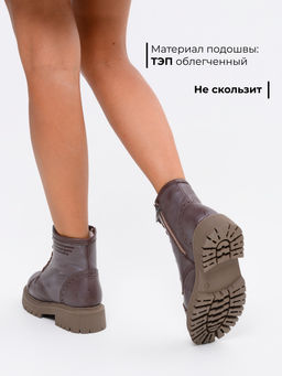 Ботинки 319.taskanaka.Вакса коричневая/шерсть