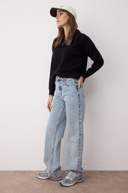 Trendyolmilla Ac?k Mavi Yuksek Bel Wide Leg Jeans TWOSS25JE00278 фото 12