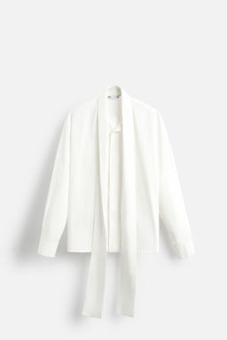 RELAXED FIT TIE-NECK SHIRT - Zara фото 6