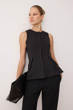 Ekru Fitted Fitted Peplum Kal?p Dokuma Yelek TWOAW26YE00050 - Trendyolmilla фото 6