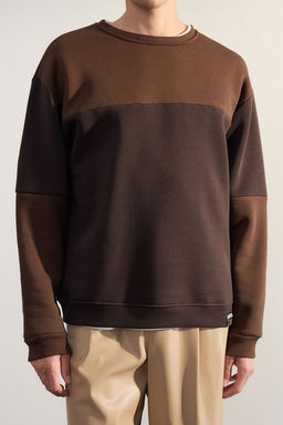 TRENDYOL MAN Lacivert Oversize/Genis Kesim Renk Bloklu Ici Polarl? Basic Sweatshirt TMNAW25SW00013 - Trendyolmilla фото 13