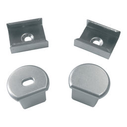 UFE-N07 SILVER A POLYBAG Набор аксессуаров для алюминиевого профиля. Крепежные скобы (4 шт., сталь) и заглушки (4 шт., пластик). Цвет серебро. ТМ Uniel