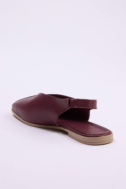 Bordo Hakiki Deri Arkas? Ac?k Kare Burun Kad?n Babet TAKSS25BE00018