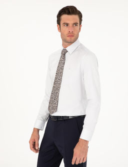 Светло-серая базовая рубашка приталенного кроя с длинным рукавом - Cacharel фото 3