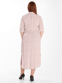 Платье-рубашка бежевого цвета в белый горох - Almond фото 3