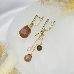 Серьги из Лунного камня и Раухтопаза