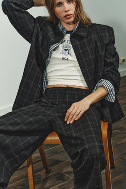 HIGH-WAIST CHECKED TROUSERS - Zara фото 5