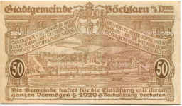 50 геллеров 1920 года Австрия Пёхларн (нотгельд)