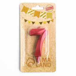Свеча в торт «Грань», цифра 7, красный металлик, 6.5 см
