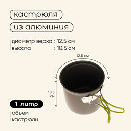 Набор туристической посуды maclay: 2 кастрюли, приборы, горелка, штопор, тряпка, карабин