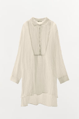 LIMITED EDITION CREASED-EFFECT LINEN BLEND SHIRT - Zara фото 16