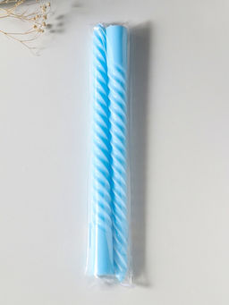 Цена за 2 шт. Свеча витая 25 см (набор 2 шт) 57 гр, 5 ч, цв. пастельно-голубой