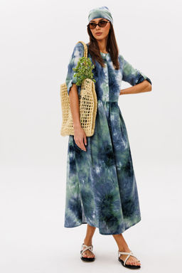 Платье Lars Style 1091 изумрудный мульти-принт