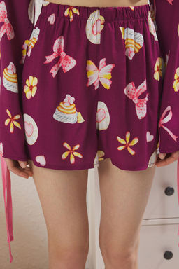 Trendyolmilla Ekru Baglamal?/Kurdele/Fiyonklu ve Biyeli Viskon Sortlu Dokuma Pijama Tak?m? THMSS24PT00047  фото 25