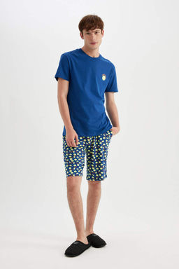 Regular Fit Pijama Tak?m K?sa Kollu Ust Sort Beli Lastikli Alt - Defacto фото 2