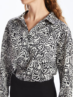 Desenli Oversize Saten Kad?n G?mlek