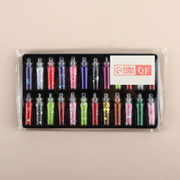 Блёстки для декора ногтей, мелкие/средние, в пластиковом органайзере, набор 24 бутылочки, разноцветные - Qf фото 7