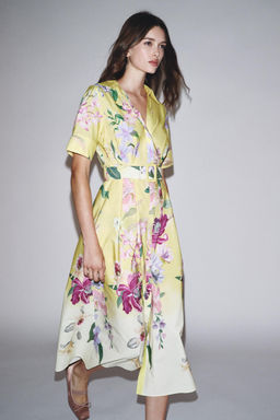 FLORAL PRINT MIDI DRESS WITH BELT - Zara фото 8